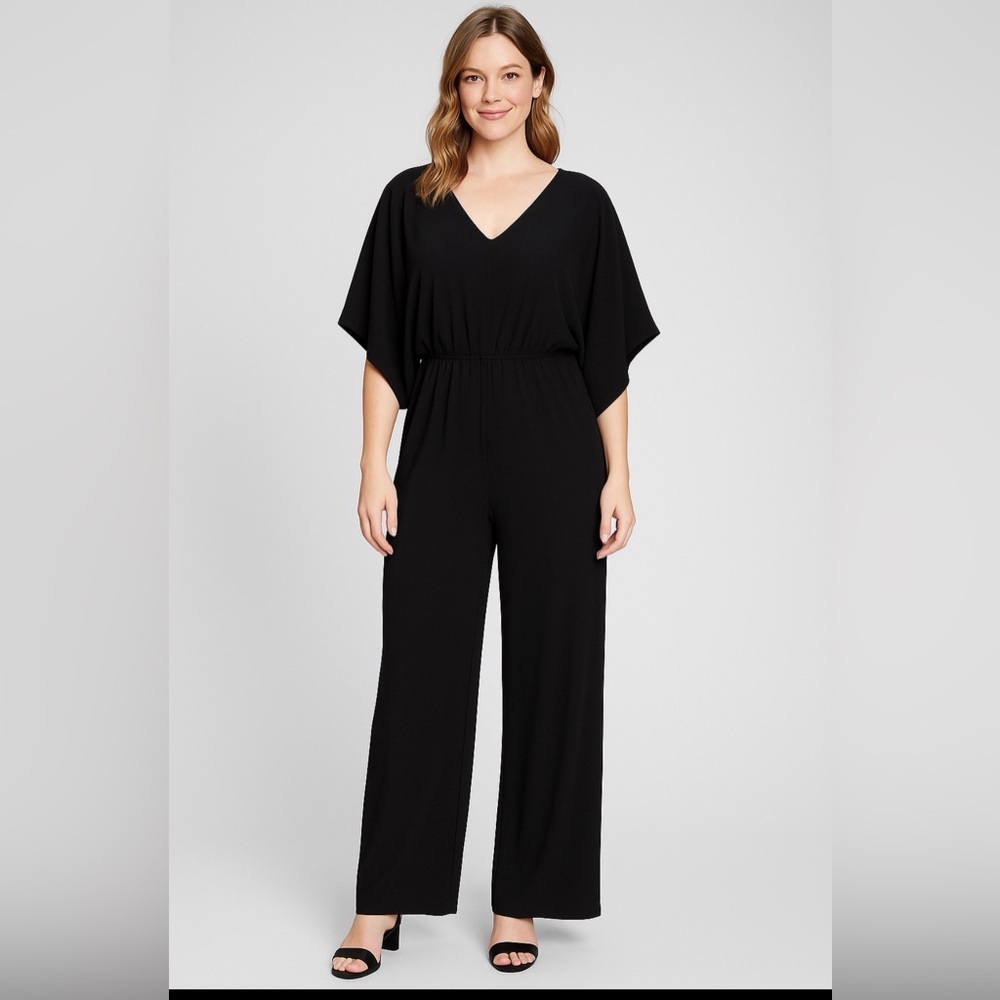 Main Strip Classic Black Jumpsuit Size Large Petite Cropped